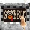Artoid Mode Beige Gobble Turkey Thanksgiving Doormat, Thanksful Fall Home Decor Low-Profile Switch Rug Door Mat Floor Mat for Indoor Outdoor 17×29 Inch(Black)