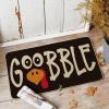 Artoid Mode Beige Gobble Turkey Thanksgiving Doormat, Thanksful Fall Home Decor Low-Profile Switch Rug Door Mat Floor Mat for Indoor Outdoor 17×29 Inch(Black)