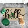 Artoid Mode Beige Shamrock Hello St. Patrick’s Day Doormat, Home Decor Low-Profile Switch Rug Door Mat Floor Mat for Indoor Outdoor 17×29 Inch