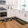 Artoid Mode Black Bee Home Sweet Home Spring Kitchen Mats Set of 2, Summer Home Decor Low-Profile Kitchen Rugs for Floor – 17×29 and 17×47 Inch(Black)