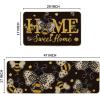 Artoid Mode Black Bee Home Sweet Home Spring Kitchen Mats Set of 2, Summer Home Decor Low-Profile Kitchen Rugs for Floor – 17×29 and 17×47 Inch(Black)