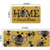 Artoid Mode Black Bee Home Sweet Home Spring Kitchen Mats Set of 2, Summer Home Decor Low-Profile Kitchen Rugs for Floor – 17×29 and 17×47 Inch(Yellow)