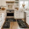 Artoid Mode Black Cooking Sets Kitchen Mats Set of 2, Seasonal The Kitchen is The Heart of The Home Holiday Party Low-Profile Floor Mat for Home Kitchen – 17×29 and 17×47 Inch(Black)