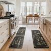 Artoid Mode Black Cooking Sets Kitchen Mats Set of 2, Seasonal The Kitchen is The Heart of The Home Holiday Party Low-Profile Floor Mat for Home Kitchen – 17×29 and 17×47 Inch(Black)