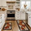 Artoid Mode Black Ghost Spooky Jack-O’-Lantern Pumpkin Halloween Kitchen Mats Set of 2, Low-Profile Home Decor Kitchen Rugs for Floor – 17×29 and 17×47 Inch(Black)