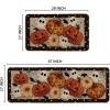 Artoid Mode Black Ghost Spooky Jack-O’-Lantern Pumpkin Halloween Kitchen Mats Set of 2, Low-Profile Home Decor Kitchen Rugs for Floor – 17×29 and 17×47 Inch(Black)
