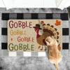 Artoid Mode Black Gobble Turkey Thanksgiving Doormat, Seasonal Fall Holiday Party Low-Profile Floor Mat Switch Mat for Indoor Outdoor 17 x 29 Inch(Beige)