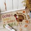 Artoid Mode Black Gobble Turkey Thanksgiving Doormat, Seasonal Fall Holiday Party Low-Profile Floor Mat Switch Mat for Indoor Outdoor 17 x 29 Inch(Beige)