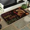 Artoid Mode Black Gobble Turkey Thanksgiving Doormat, Seasonal Fall Holiday Party Low-Profile Floor Mat Switch Mat for Indoor Outdoor 17 x 29 Inch(Black)