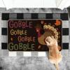 Artoid Mode Black Gobble Turkey Thanksgiving Doormat, Seasonal Fall Holiday Party Low-Profile Floor Mat Switch Mat for Indoor Outdoor 17 x 29 Inch(Black)