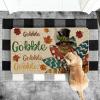 Artoid Mode Black Gobble Turkey Thanksgiving Doormat, Thanksful Maple Leaves Home Decor Low-Profile Switch Rug Door Mat Floor Mat for Indoor Outdoor 17×29 Inch(Beige)