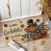 Artoid Mode Black Gobble Turkey Thanksgiving Doormat, Thanksful Maple Leaves Home Decor Low-Profile Switch Rug Door Mat Floor Mat for Indoor Outdoor 17×29 Inch(Beige)