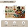 Artoid Mode Black Gobble Turkey Thanksgiving Doormat, Thanksful Maple Leaves Home Decor Low-Profile Switch Rug Door Mat Floor Mat for Indoor Outdoor 17×29 Inch(Beige)