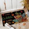 Artoid Mode Black Gobble Turkey Thanksgiving Doormat, Thanksful Maple Leaves Home Decor Low-Profile Switch Rug Door Mat Floor Mat for Indoor Outdoor 17×29 Inch(Black)