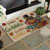 Artoid Mode Black Gobble Turkey Thanksgiving Doormat, Thanksful Maple Leaves Home Decor Low-Profile Switch Rug Door Mat Floor Mat for Indoor Outdoor 17×29 Inch(Beige)