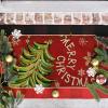 Artoid Mode Black Holly Mistletoe Merry Christmas Doormat, Xmas Winter Home Decor Switch Rug Door Mat 17×29 Inch(Red)