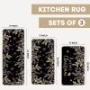 Artoid Mode Black Holly Pine Branches Merry Christmas Kitchen Mats Set of 2, Winter Decor Low-Profile Kitchen Rugs for Floor – 17×29 and 17×47 Inch(Black)