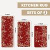Artoid Mode Black Holly Pine Branches Merry Christmas Kitchen Mats Set of 2, Winter Decor Low-Profile Kitchen Rugs for Floor – 17×29 and 17×47 Inch(Red)