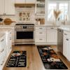 Artoid Mode Black I Hope You Brought Boos Spider Web Pumpkin Halloween Kitchen Mats Set of 2, Black Cat Home Decor Low-Profile Kitchen Rugs for Floor – 17×29 and 17×47 Inch(Black)