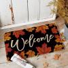Artoid Mode Black Maple Leaves Welcome Fall Doormat, Autumn Home Decor Low-Profile Switch Rug Door Mat for Indoor Outdoor 17×29 Inch(Black)