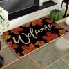 Artoid Mode Black Maple Leaves Welcome Fall Doormat, Autumn Home Decor Low-Profile Switch Rug Door Mat for Indoor Outdoor 17×29 Inch(Black)