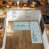 Artoid Mode Blue Hello Pumpkin Fall Kitchen Mats Set of 2, Autumn Home Decor Low-Profile Kitchen Rugs for Floor – 17×29 and 17×47 Inch(Blue)