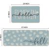 Artoid Mode Blue Hello Pumpkin Fall Kitchen Mats Set of 2, Autumn Home Decor Low-Profile Kitchen Rugs for Floor – 17×29 and 17×47 Inch(Blue)