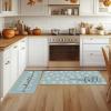 Artoid Mode Blue Hello Pumpkin Fall Kitchen Mats Set of 2, Autumn Home Decor Low-Profile Kitchen Rugs for Floor – 17×29 and 17×47 Inch(Blue)
