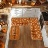 Artoid Mode Blue Hello Pumpkin Fall Kitchen Mats Set of 2, Autumn Home Decor Low-Profile Kitchen Rugs for Floor – 17×29 and 17×47 Inch(Orange)