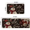 Artoid Mode Blue Let It Snow Snowflake Snowman Winter Kitchen Mats Set of 2, Christmas Decor Low-Profile Kitchen Rugs for Floor – 17×29 and 17×47 Inch(Black)