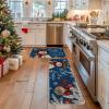 Artoid Mode Blue Let It Snow Snowflake Snowman Winter Kitchen Mats Set of 2, Christmas Decor Low-Profile Kitchen Rugs for Floor – 17×29 and 17×47 Inch(Blue)