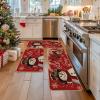 Artoid Mode Blue Let It Snow Snowflake Snowman Winter Kitchen Mats Set of 2, Christmas Decor Low-Profile Kitchen Rugs for Floor – 17×29 and 17×47 Inch(Red)