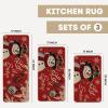 Artoid Mode Blue Let It Snow Snowflake Snowman Winter Kitchen Mats Set of 2, Christmas Decor Low-Profile Kitchen Rugs for Floor – 17×29 and 17×47 Inch(Red)