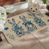 Artoid Mode Blue Rabbit Carrots Eggs Happy Easter Doormat, Spring Home Decor Low-Profile Switch Rug Door Mat Floor Mat for Indoor Outdoor 17×29 Inch