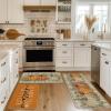 Artoid Mode Buffalo Plaid Hello Pumpkin Eucalyptus Fall Kitchen Mats Set of 2, Home Decor Low-Profile Kitchen Rugs for Floor – 17×29 and 17×47 Inch(Orange)