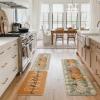 Artoid Mode Buffalo Plaid Hello Pumpkin Eucalyptus Fall Kitchen Mats Set of 2, Home Decor Low-Profile Kitchen Rugs for Floor – 17×29 and 17×47 Inch(Orange)