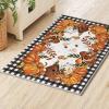 Artoid Mode Buffalo Plaid Pumpkins Mushrooms Birdhouse Leaves Fall Area Rug, Autumn Thanksgiving Home Decor Low-Profile Washable Area Rugs for Entryway Bedroom Living Room Laundry Room Indoor 5×7 Feet(Black/White)