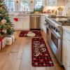 Artoid Mode Buffalo Plaid Snow Santa Claus Christmas Kitchen Rugs Set of 2, Winter Low-Profile Floor Mat Merry Christmas Decorations for Home Kitchen – 17×29 and 17×47 Inch