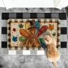 Artoid Mode Buffalo Plaid Thanksgiving Doormat, Thanksful Maple Leaves Home Decor Low-Profile Switch Rug Door Mat Floor Mat for Indoor Outdoor 17×29 Inch