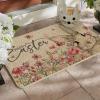 Artoid Mode Bunny Rabbits Floral Easter Doormat, Elegant Home Decor Low-Profile Switch Rug Door Mat Floor Mat for Indoor Outdoor 17×29 Inch