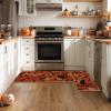 Artoid Mode Cat Jack-O’-Lantern Pumpkin Halloween Kitchen Mats Set of 2, Low-Profile Home Decor Kitchen Rugs for Floor – 17×29 and 17×47 Inch
