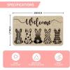 Artoid Mode Cute Buffalo Plaid Stripes Dot Bunny Welcome Easter Doormat, Seasonal Spring Summer Holiday Low-Profile Yard Floor Switch Mat for Indoor Outdoor 17 x 29 Inch