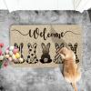 Artoid Mode Cute Buffalo Plaid Stripes Dot Bunny Welcome Easter Doormat, Seasonal Spring Summer Holiday Low-Profile Yard Floor Switch Mat for Indoor Outdoor 17 x 29 Inch
