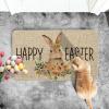 Artoid Mode Cute Rabbit Flowers Happy Easter Welcome Decorative Doormat, Seasonal Spring Low-Profile Rug Switch Mat for Indoor Outdoor 17×29 Inch