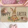Artoid Mode Cute Rabbit Flowers Happy Easter Welcome Decorative Doormat, Seasonal Spring Low-Profile Rug Switch Mat for Indoor Outdoor 17×29 Inch