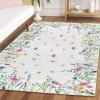 Artoid Mode Daisy Eucalyptus Lavender Floral Leaves Spring Area Rug, Summer Home Decor Low-Profile Washable Area Rugs for Entryway Bedroom Living Room Laundry Room Indoor 5×7 Feet(White/Green)