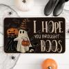Artoid Mode Ghost Pumpkins Cat Halloween Doormat, I Hope You Brought Boos Spider Web Home Decor Low-Profile Switch Rug Door Mat Floor Mat for Indoor Outdoor 17×29 Inch(Black)