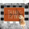 Artoid Mode Give Thanks Pumpkin Thanksgiving Welcome Decorative Doormat, Seasonal Fall Low-Profile Floor Rug Switch Mat for Indoor Outdoor 17×29 Inch(2′ x 2’11” (Rectangular))