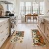 Artoid Mode Give Thanks Turkey Pumpkin Happy Thanksgiving Kitchen Mats Set of 2, Home Decor Low-Profile Kitchen Rugs for Floor – 17×29 and 17×47 Inch