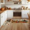 Artoid Mode Give Thanks Turkey Pumpkin Happy Thanksgiving Kitchen Mats Set of 2, Home Decor Low-Profile Kitchen Rugs for Floor – 17×29 and 17×47 Inch